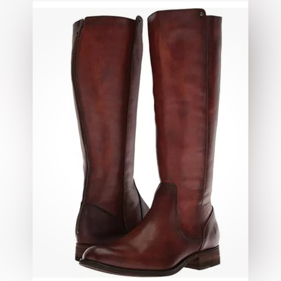 Frye Melissa Stud Back Zip Boots in brown size 6 - Picture 2 of 14